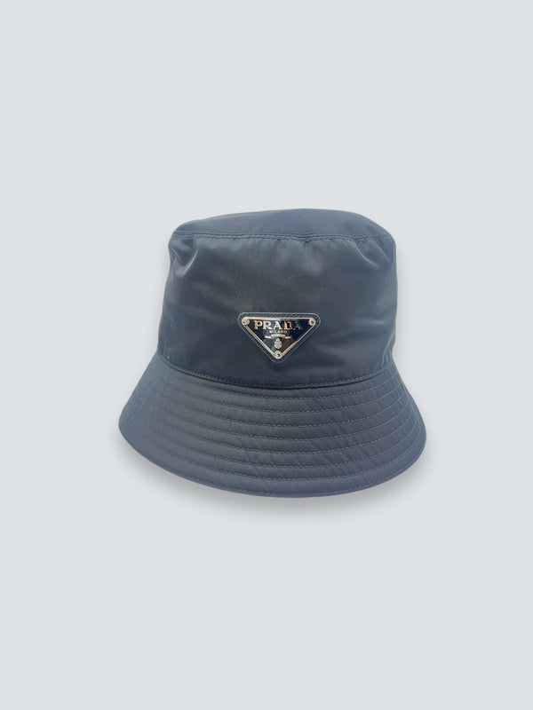 Prada Black Re- Nylon Bucket Hat - Size Small