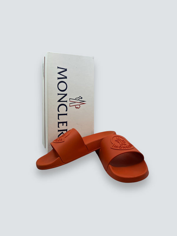 Moncler Orange Rubber Slides - Size UK 43