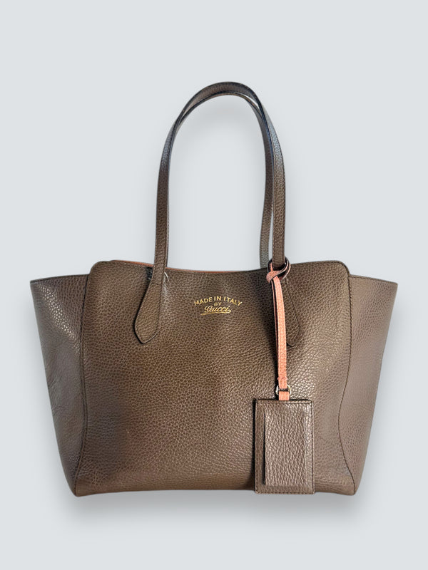 Gucci Taupe Brown Leather Tote