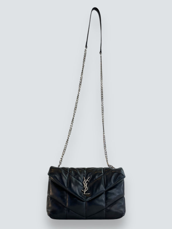 Saint Laurent Black Quilted Leather "Toy Puffer" Crossbody