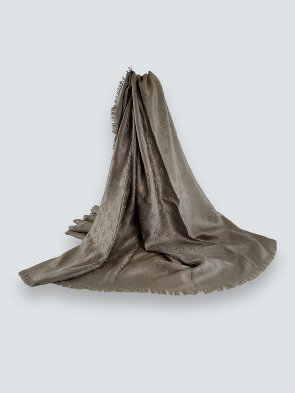 Louis Vuitton Taupe Wool & Silk Scarf