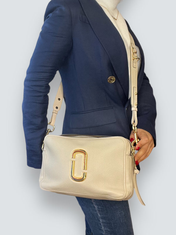 Marc Jacobs Cream Leather “Softshot” Crossbody