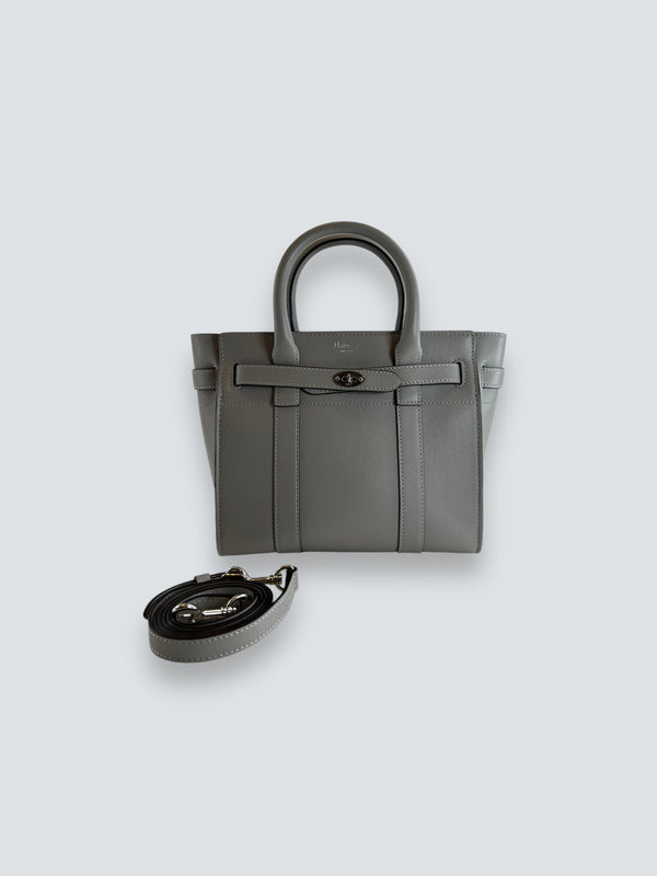 Mulberry Pale Grey Leather Mini Zipped Bayswater