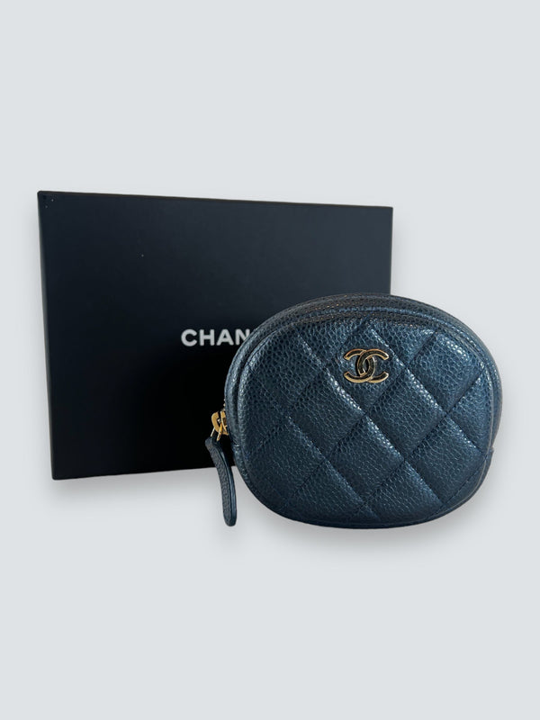 Chanel Navy Caviar Leather Coin Purse