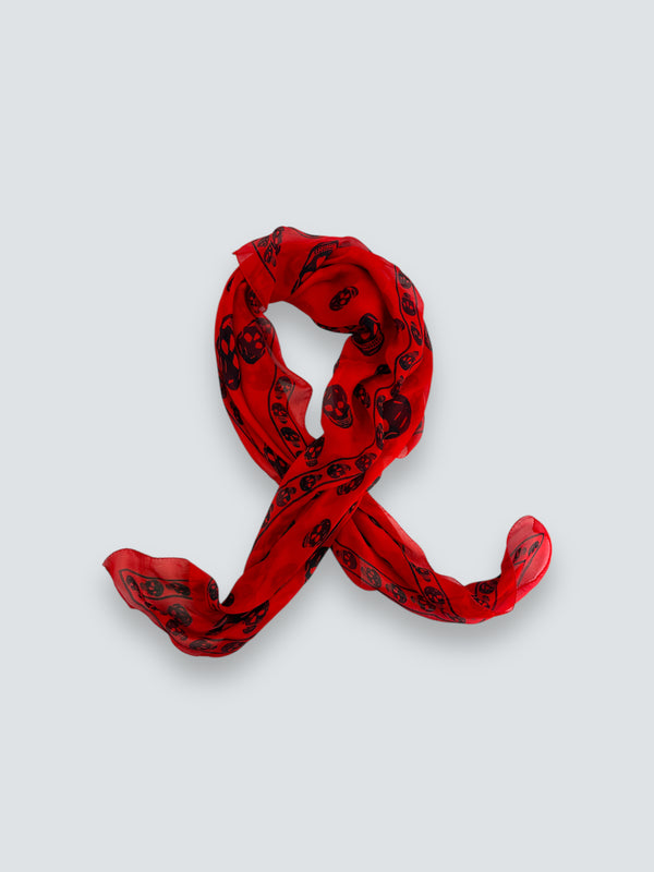 Alexander McQueen Red Silk Skull Scarf