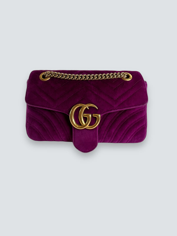 Gucci Fushia Velvet  GG Marmont Crossbody