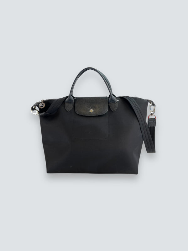 Longchamp Black Nylon Medium "Le Pliage" Tote