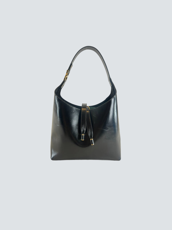 Chloe Black Shiny  Leather Marcie Hobo  Handbag