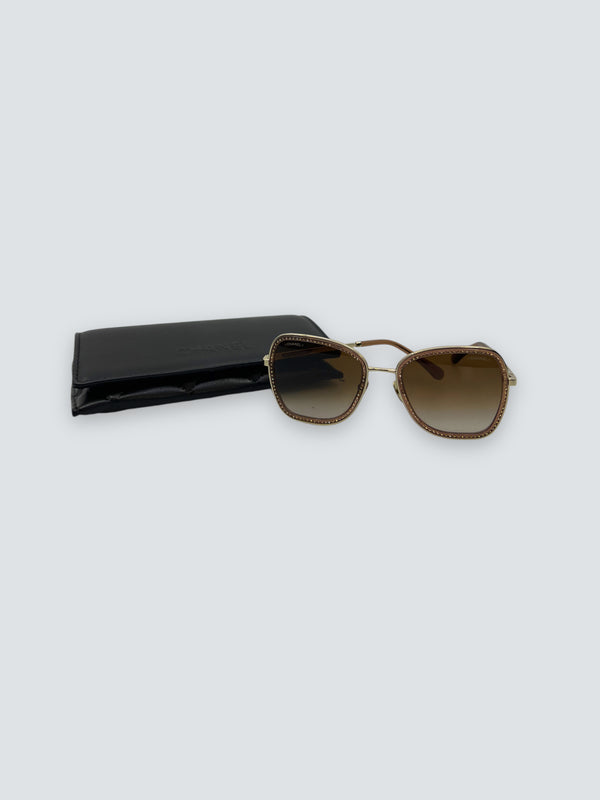 Chanel Brown Crystal Frame Sunglasses