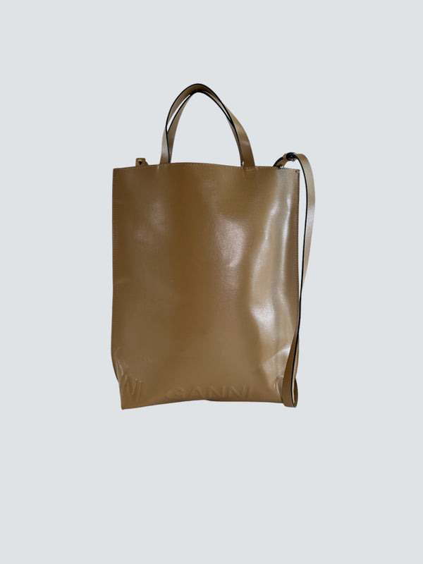 Ganni Cream Leather Tote