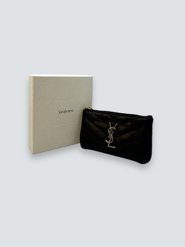 Saint Laurent Black Matelasse Leather "Cassandra" Key Pouch