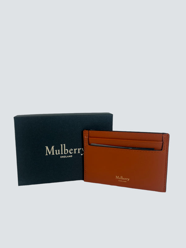 Mulberry Sunset Orange Leather Small Classic Grain Cardholder