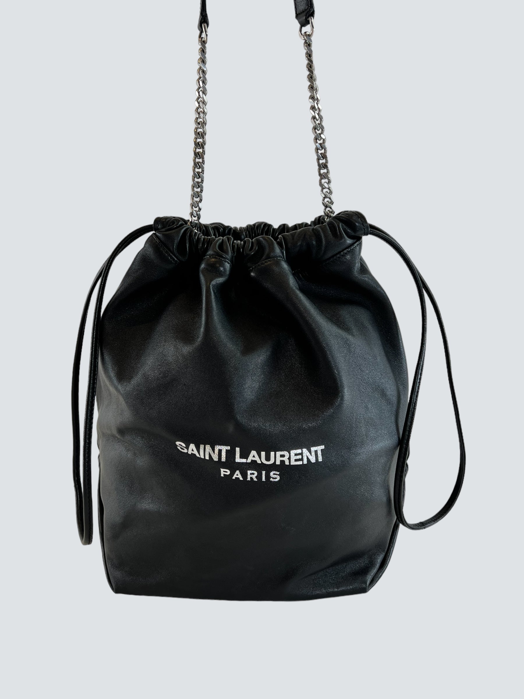 Saint laurent teddy hot sale leather bucket bag