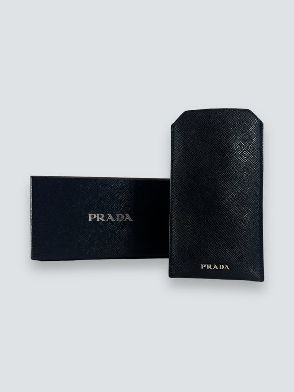 Prada Black Leather  Phone Case / Card holder / Pouch