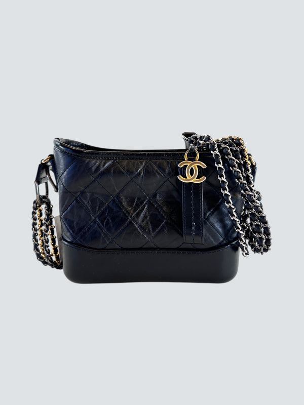 Chanel Black Calfskin Leather Small "Gabrielle" Crossbody