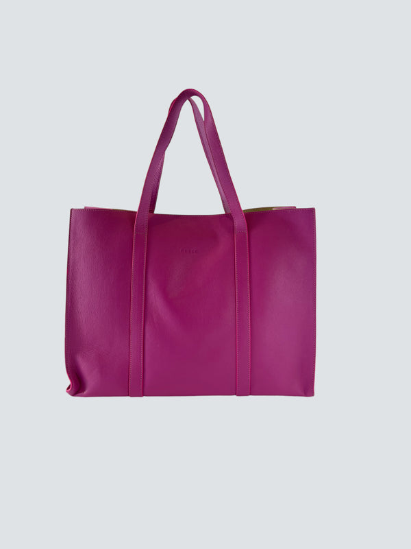 Peelo Pink Leather Flamingo Tote