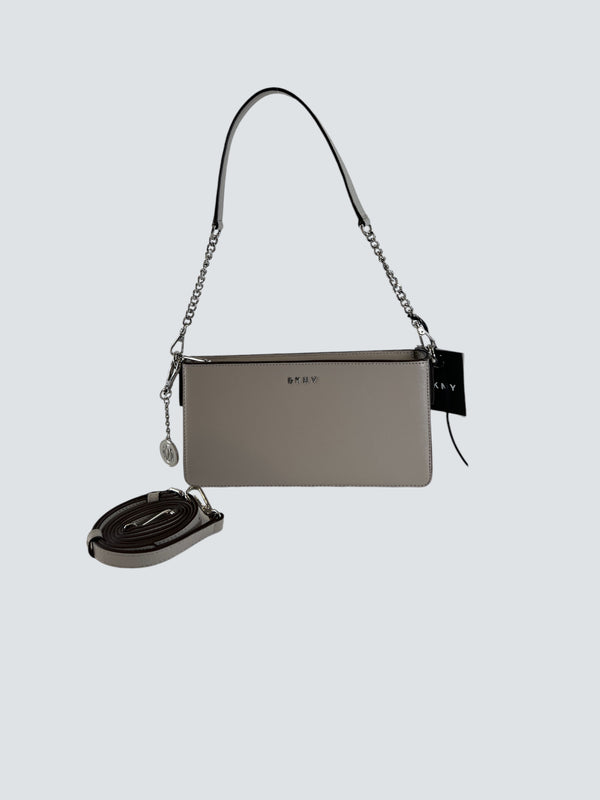 DKNY Pale Grey Leather Small Crossbody