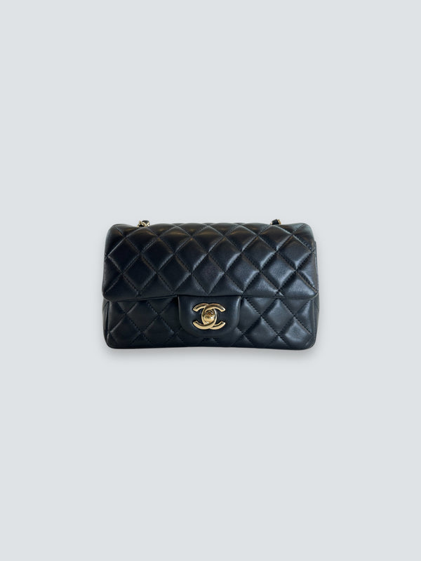 Chanel Black Quilted Lambskin Leather Mini Flap Handbag