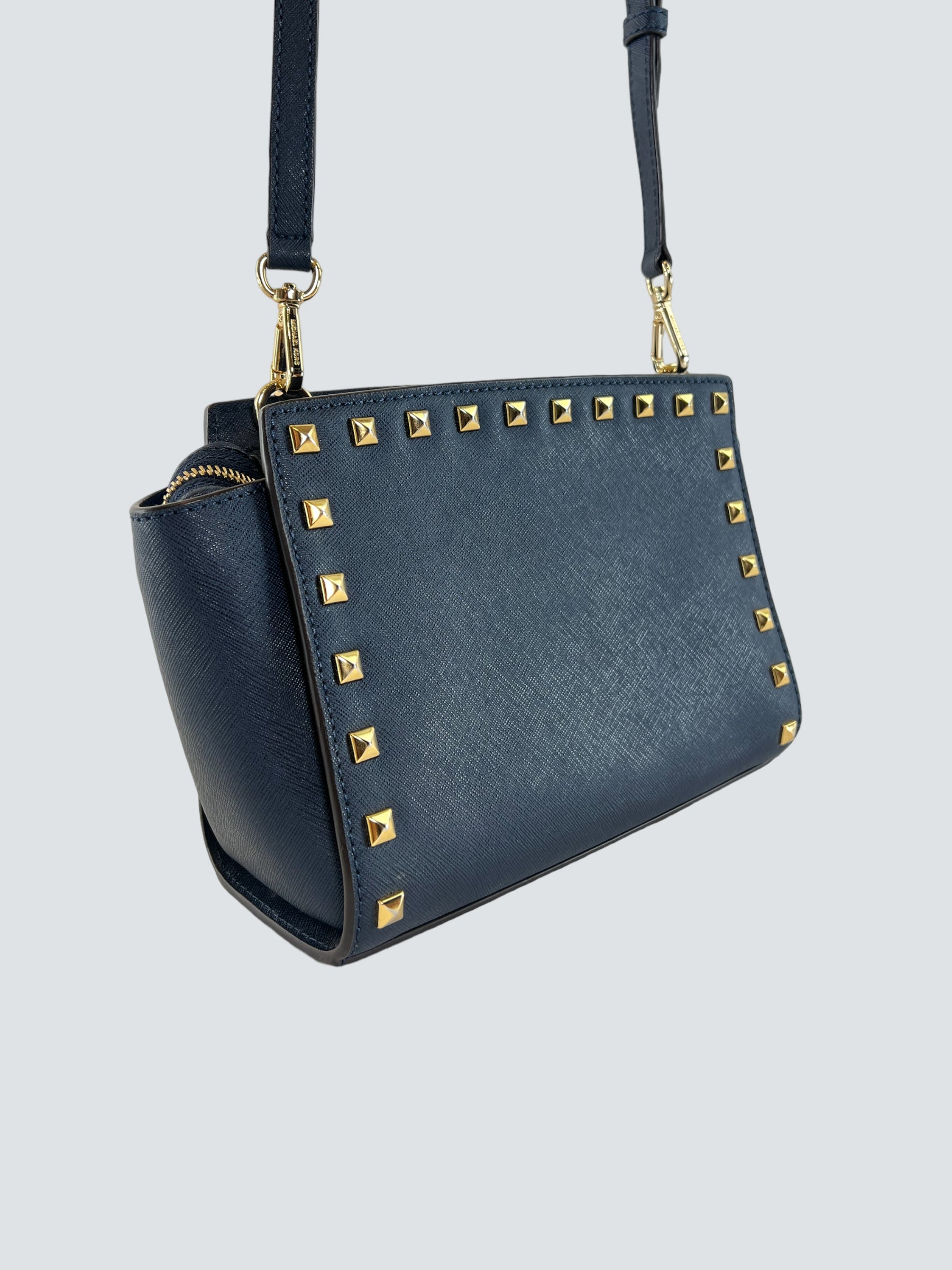 Michael kors 2024 blue studded handbag