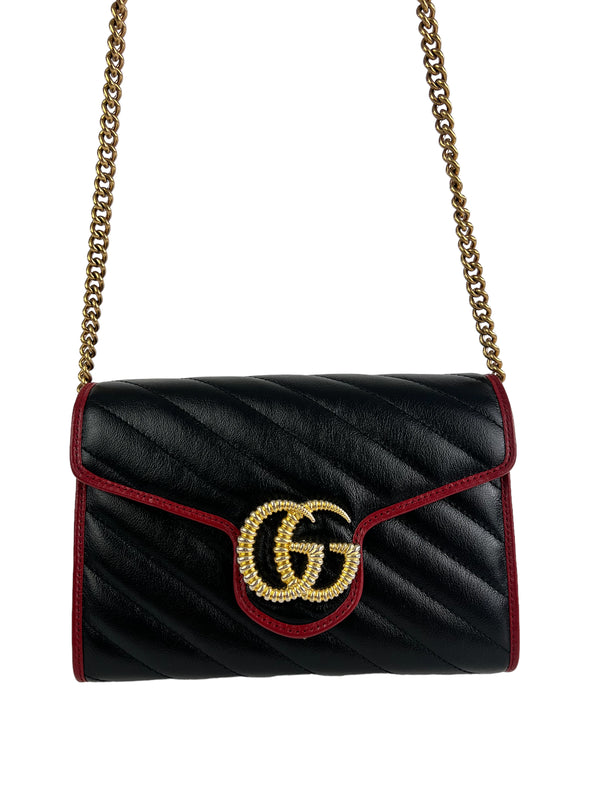 Gucci Black Matelasse Leather Mini Marmont Crossbody