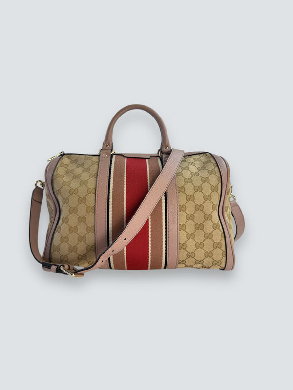 Gucci Monogram Canvas & Leather “Boston” Shoulder Bag