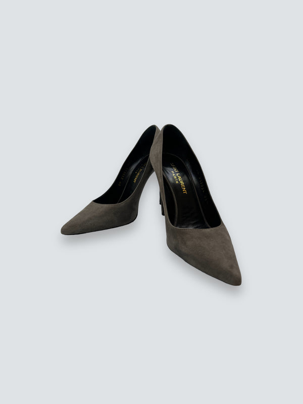 YSL / Yves Saint Laurent Size 35.5 Grey Suede Shoes