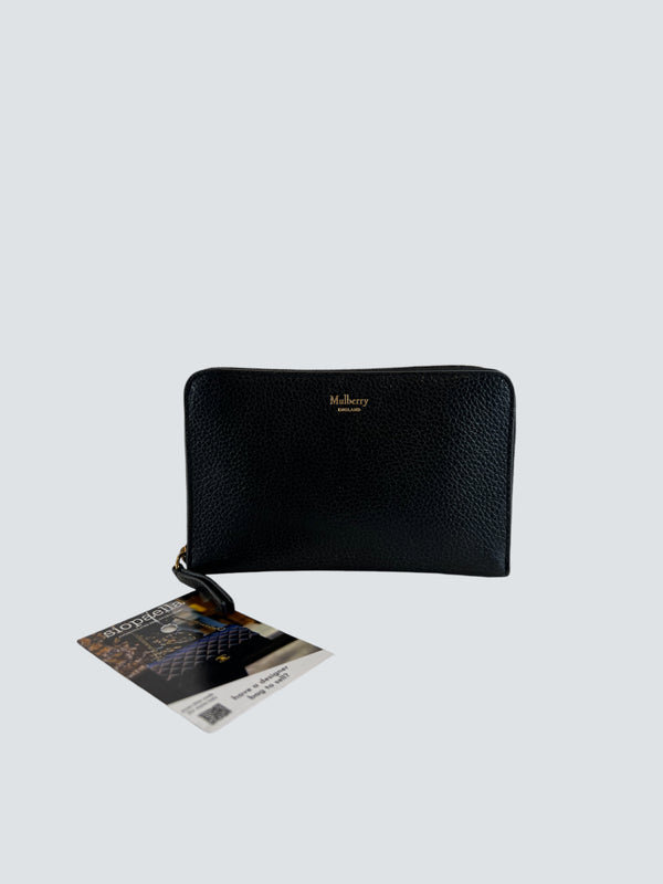 Mulberry Black Small Zip Around Wallet