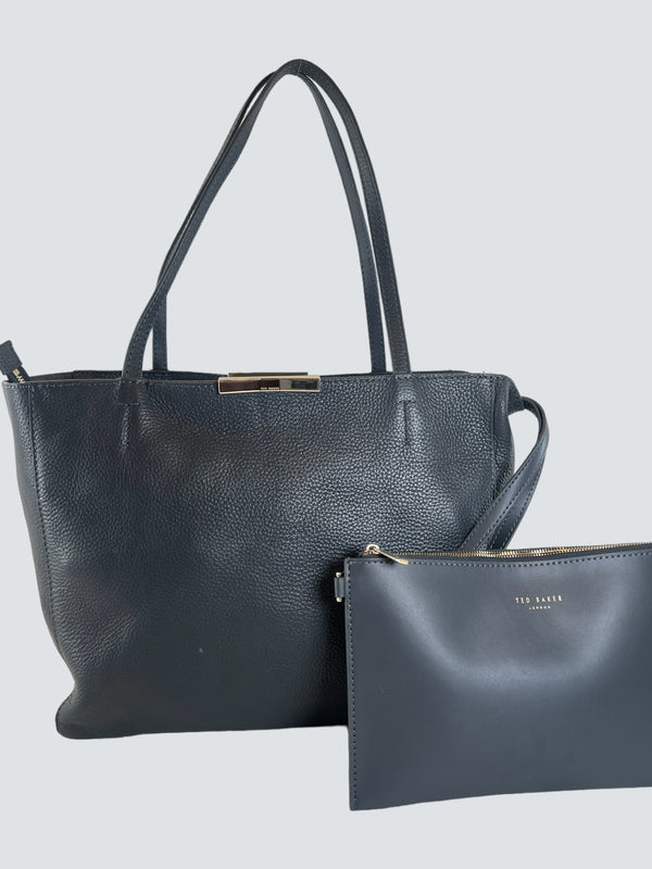 Ted Baker Grey Leather Tote  Handbag