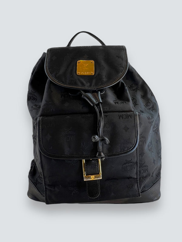 MCM Black Vintage Nylon Logogram Backpack