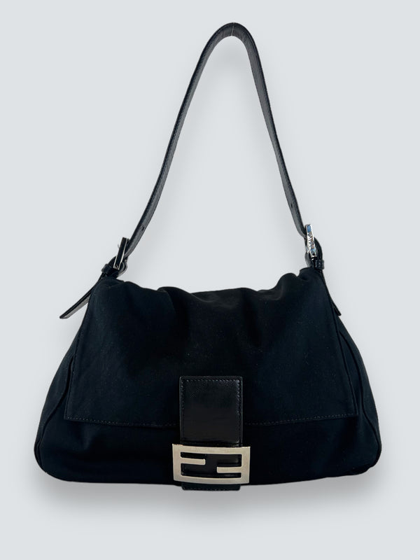 Fendi Black Nylon  Mama Baguette Shoulder Bag