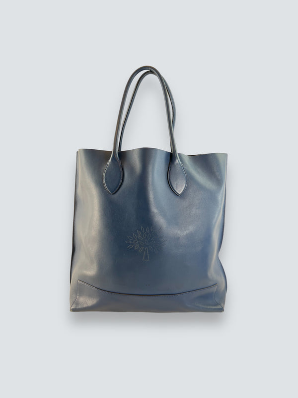 Mulberry Blue Leather Blossom Tote
