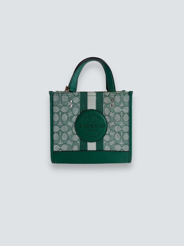 Coach Green Leather & Canvas “Dempsey” Tote