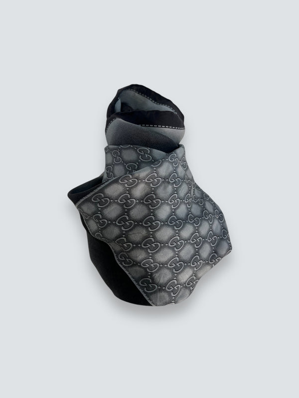 Gucci Grey Silk Print Scarf