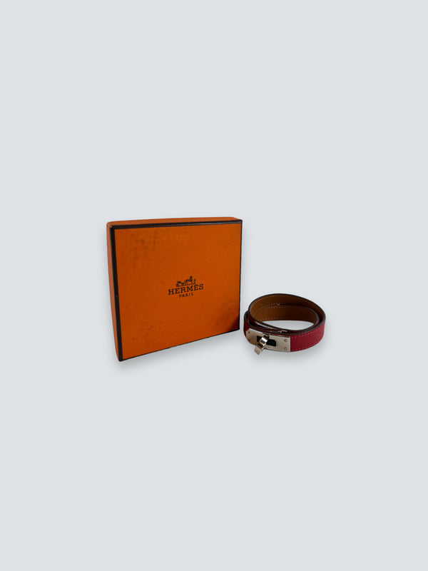 Hermès Red Leather “Mini Kelly Double Tour” Bracelet