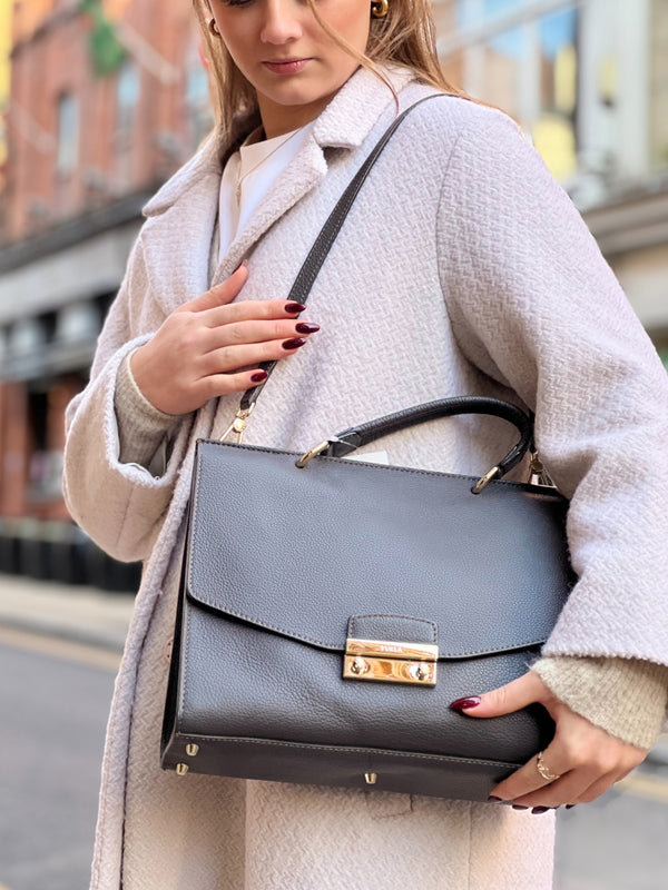 Furla Grey Leather Shoulder Bag