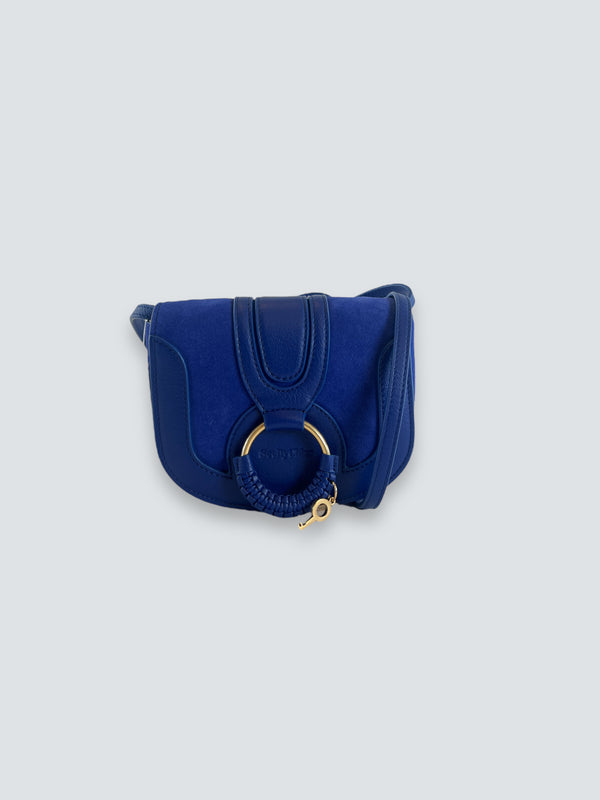 See By Chloe Royal Blue Leather & Suede "Hana" Crossbody