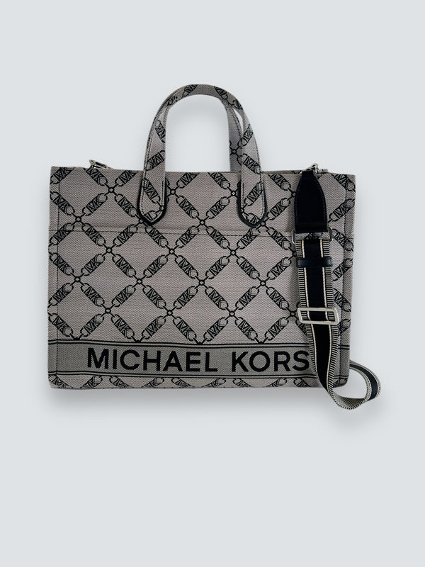 Michael Kors Grey and Navy Canvas Grab Tote