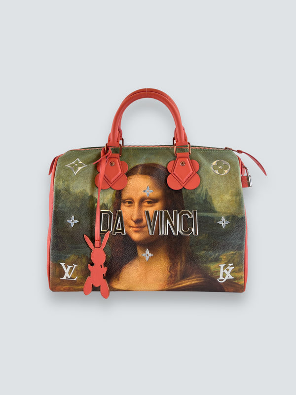 Louis Vuitton "Mona Lisa / Da Vinci" by Jeff koons Printed Leather Speedy 30