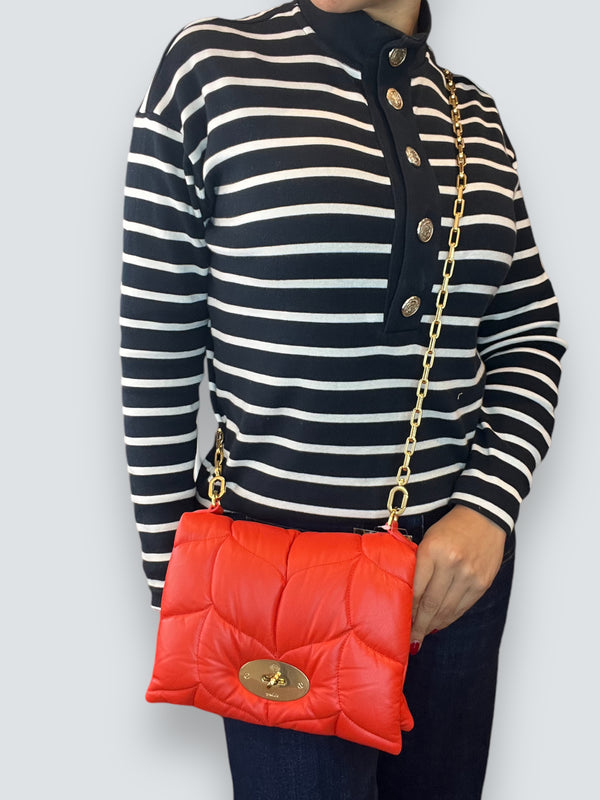 Mulberry Coral Orange Quilted Leather "Little Softie" Crossbody