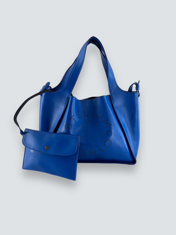 Stella McCartney Blue Faux Leather Logo Tote