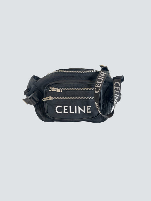 Celine BlackFabric Logo Belt Bag