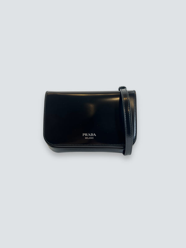 Prada Black Patent Leather Mini Crossbody / Waistbag