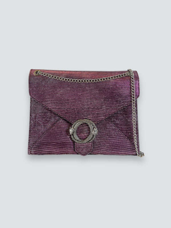 Just Cavalli Purple Leather Shoulder Bag