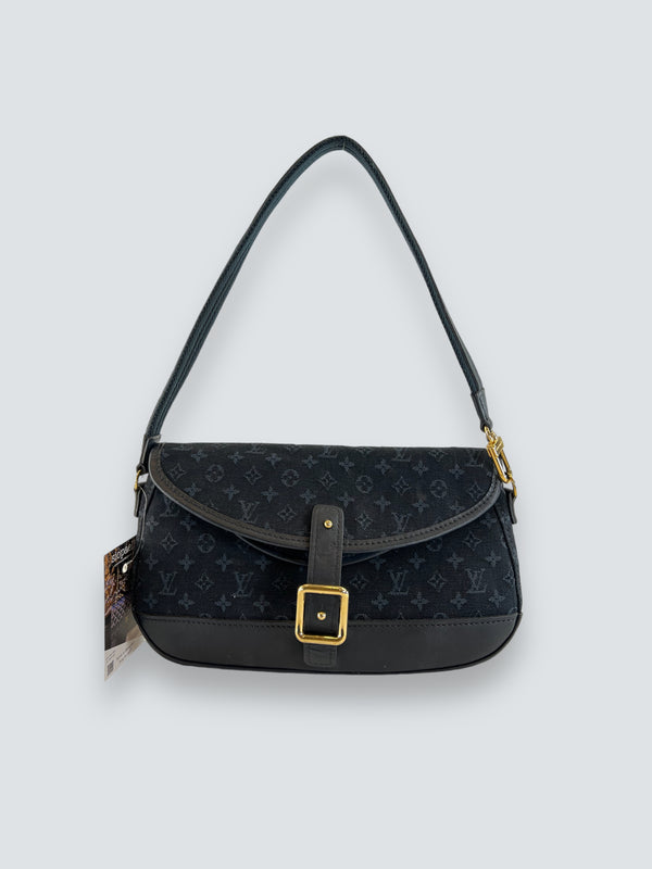 Louis Vuitton Navy Canvas and Leather "Marjorie" Shoulder Bag