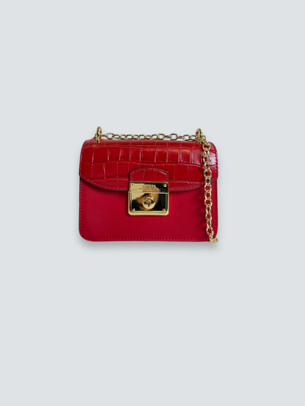 Ralph Lauren Red Leather Mini Crossbody