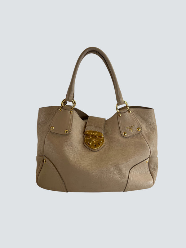 Prada Nude Grained Leather Tote