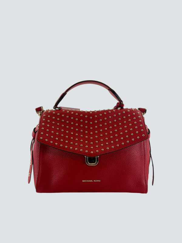 Michael Kors Red Leather Bristol Top Handle Handbag