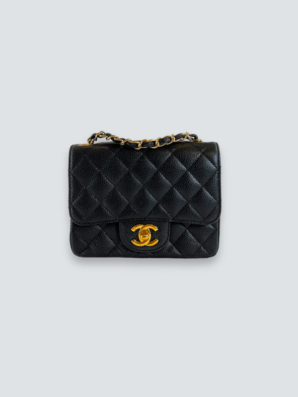 Chanel Black Caviar Leather Square Mini Flap