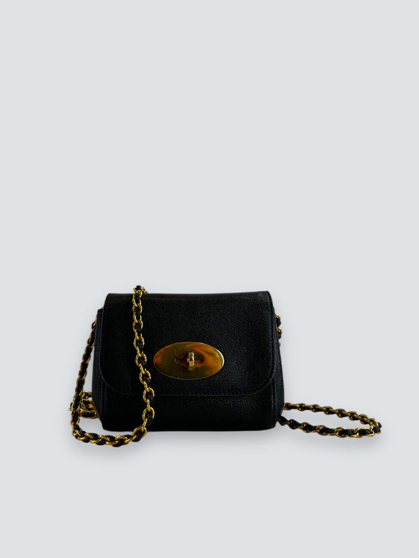 Mulberry Black Leather Micro "Lilly" Crossbody