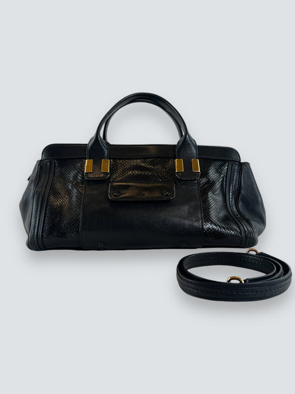 Chloe Black Leather & Python Alice Tote